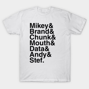 Goonies - Mikey & Brand & Chunk & Mouth & Data & Andy & Stef. (Black) T-Shirt